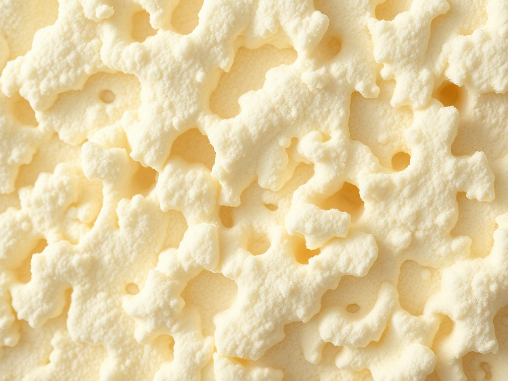 Close-up texture of cured spray foam insulation material